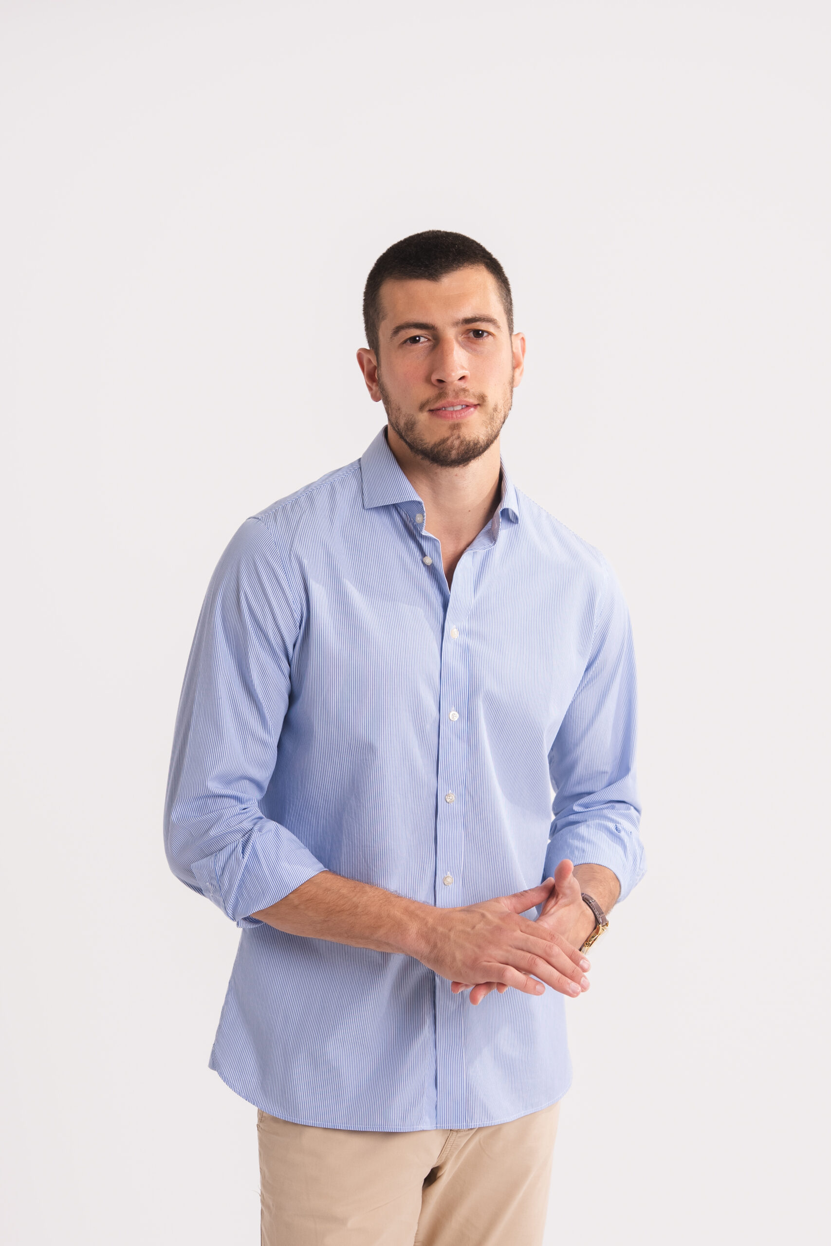 Camisa Vestir Mil Rayas Azul