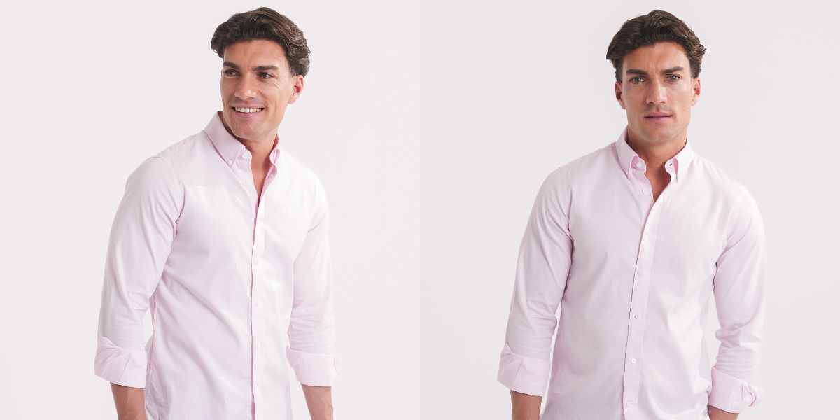 Casual camisa rosa hombre